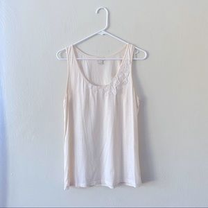Tank Top J.CREW Cream and White with Floral Detailing Size Medium